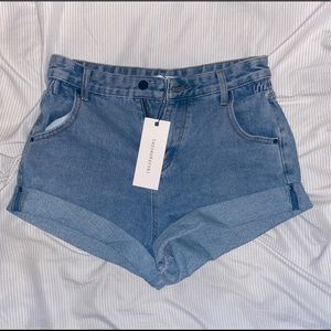 VICI High Waisted Light Wash Denim Shorts